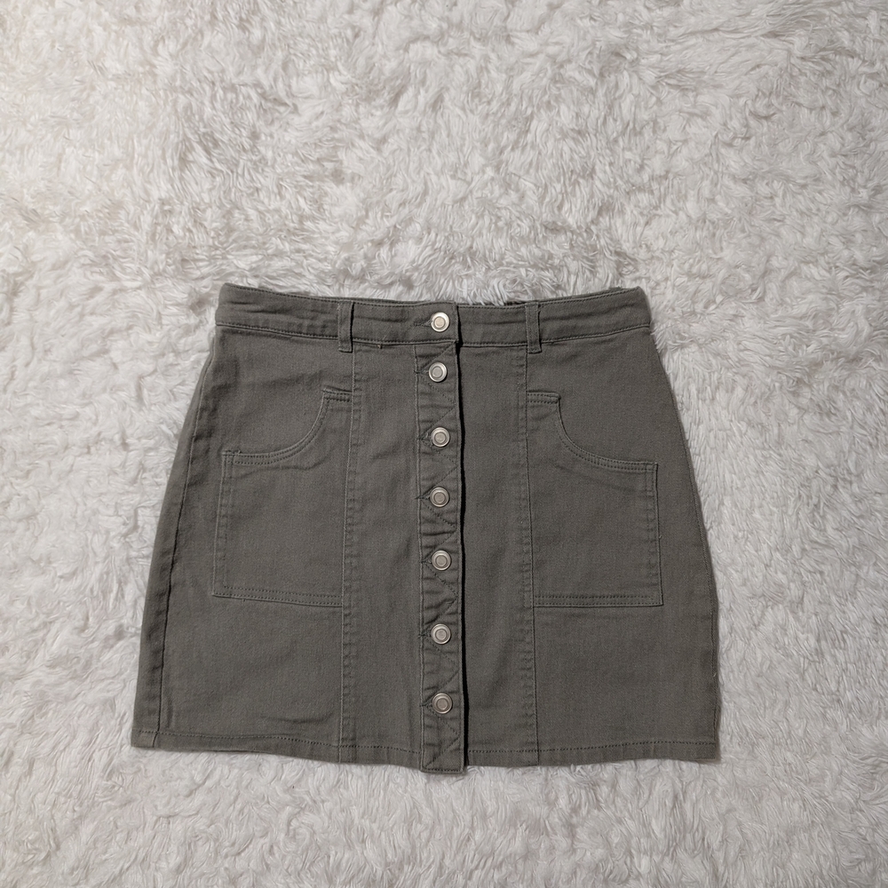 Altar'd State Charcoal Button-Down Mini Skirt